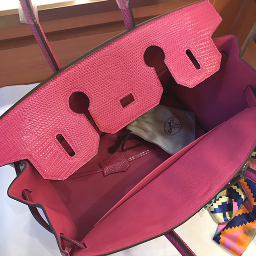 エルメス バーキン 30 ピンクシルバーバックルBirkin 30 cmトカゲ革トートバッグ