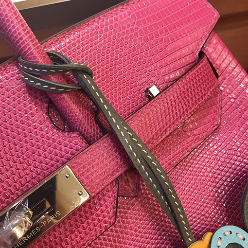 エルメス バーキン 30 ピンクシルバーバックルBirkin 30 cmトカゲ革トートバッグ