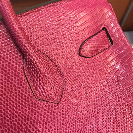 エルメス バーキン 30 ピンクシルバーバックルBirkin 30 cmトカゲ革トートバッグ
