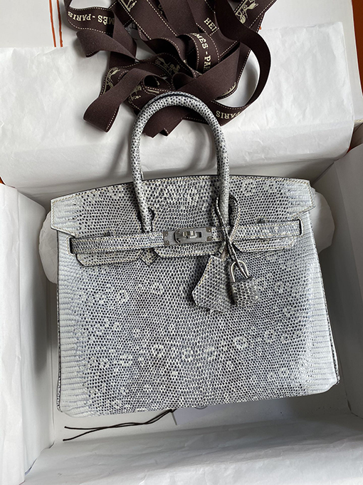 エルメス バーキン 25 雪の原色の美しさ Birkin 25 cm輸入トカゲ革エルメスハンドバッグ