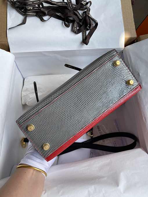 エルメスケリー25 高級手作りトリプルトカゲの皮ケリー25 cm バッグ