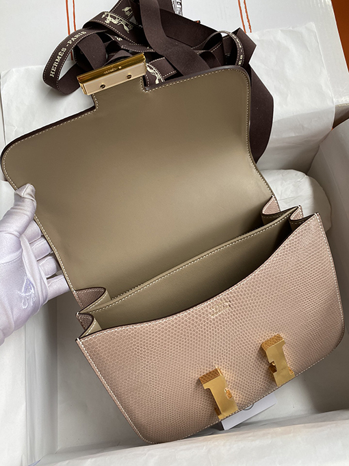 エルメス 全手縫いトカゲの皮カンカン大型24 cmエルメスバッグ