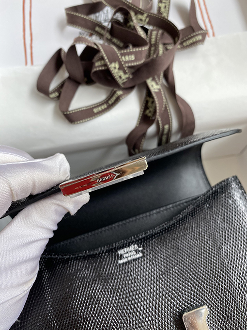 エルメス トカゲ革 19 cmエルメスブラックショルダーバッグ