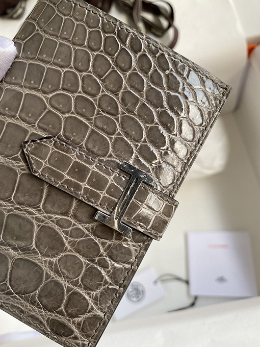 エルメス バーンHバックルショートクリップワニ革1: 1を作る財布