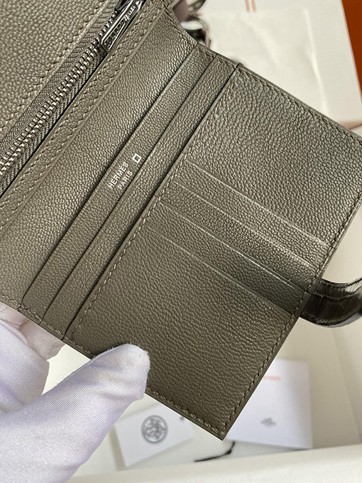 エルメス  バーンHバックルショートクリップワニ革1: 1を作る財布