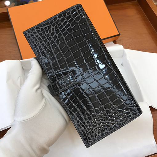 エルメス エルメス ベーン製 1:1 アメリカワニ革 ロングクリップ 財布