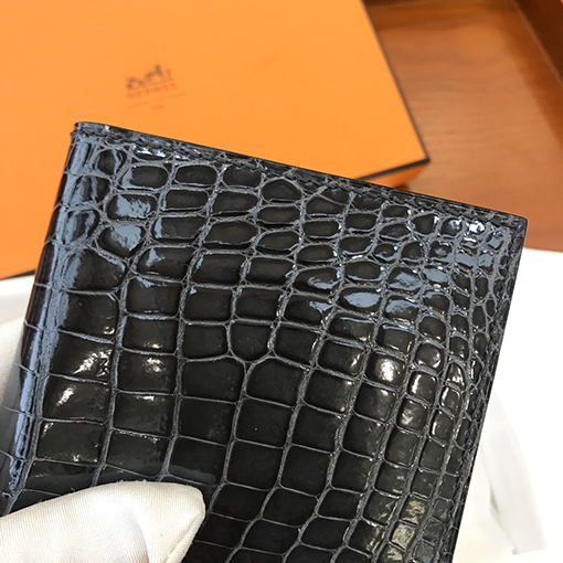 エルメス エルメス ベーン製 1:1 アメリカワニ革 ロングクリップ 財布