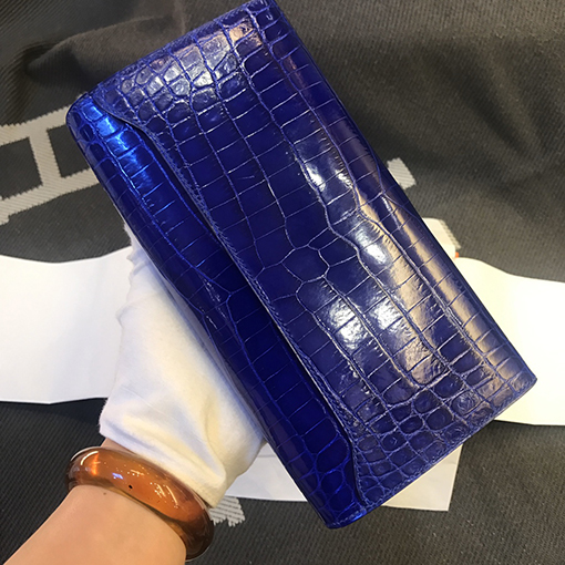 エルメス  1: 1アメリカワニの皮の長いクリップ 財布