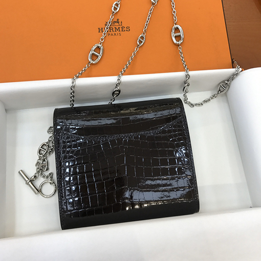 エルメス  1:1アメリカ製ワニ皮仕様のBurn Hクリップ財布