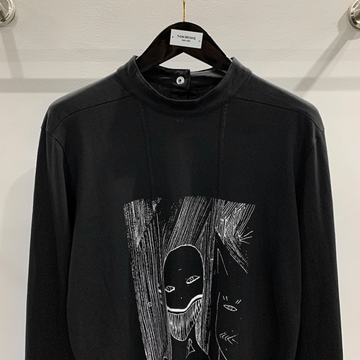 リックオウエンス リックオウエンス 後ろ腰バンディングパッチワークプリント長袖Tシャツ