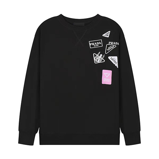プラダ 三角マークのプリントが施された短袖 スウェット長袖 Tシャツ