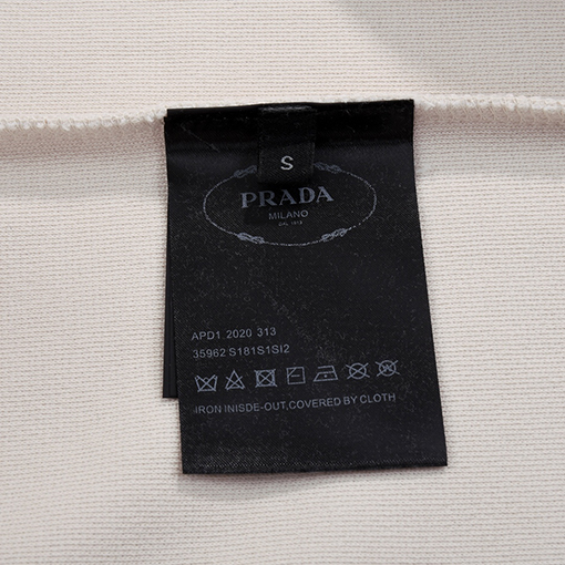 プラダ  クラシックなジップデザイン パッチ刺繍のラウンドネック スウェット長袖 Tシャツ