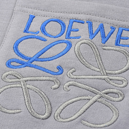 ロエベ ポケットに立体刺繍400g裏地 裏毛のラウンドネックスウェットTシャツ
