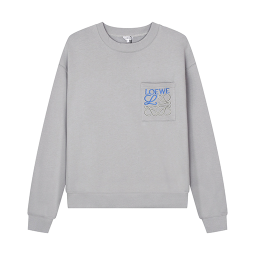 ロエベ ポケットに立体刺繍400g裏地 裏毛のラウンドネックスウェットTシャツ