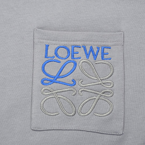 ロエベ ポケットに立体刺繍400g裏地 裏毛のラウンドネックスウェットTシャツ