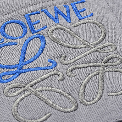 ロエベ ポケットに立体刺繍400g裏地 裏毛のラウンドネックスウェットTシャツ