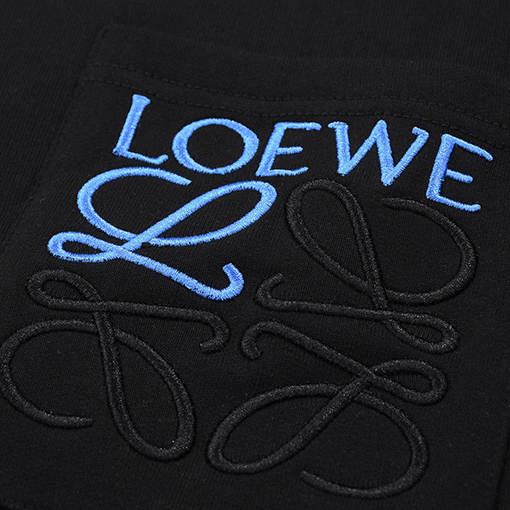 ロエベ ポケットに立体刺繍400g裏地 裏毛のラウンドネックスウェットTシャツ