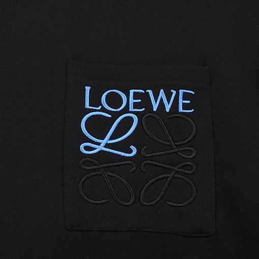 ロエベ ポケットに立体刺繍400g裏地 裏毛のラウンドネックスウェットTシャツ