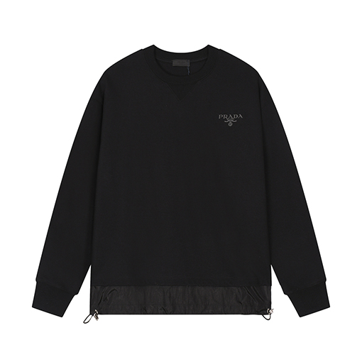 プラダ  スウェットTシャツ   パッチワーク刺繍のラウンドネックスウェットシャツ