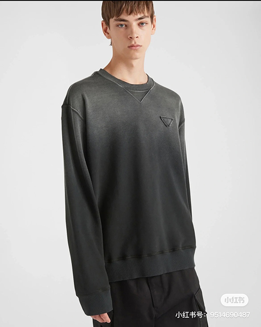 プラダウォッシングカラー スウェット長袖 Tシャツ トップス