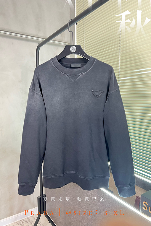 プラダウォッシングカラー スウェット長袖 Tシャツ トップス