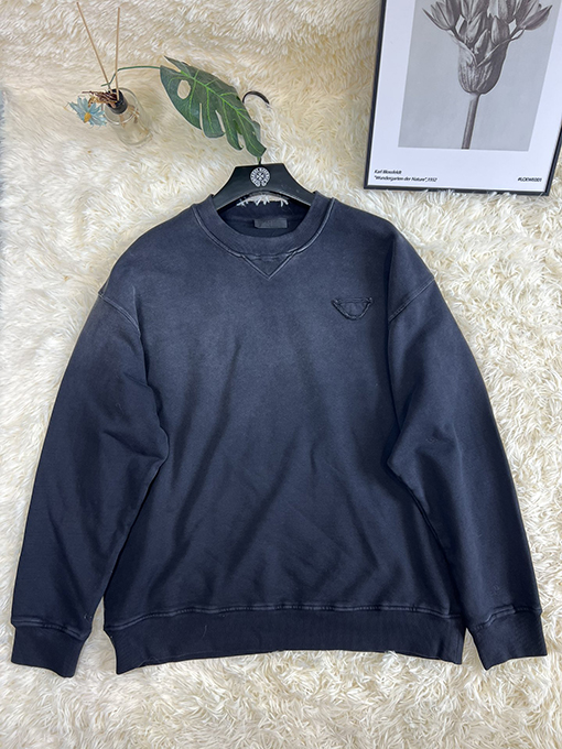 プラダウォッシングカラー スウェット長袖 Tシャツ トップス