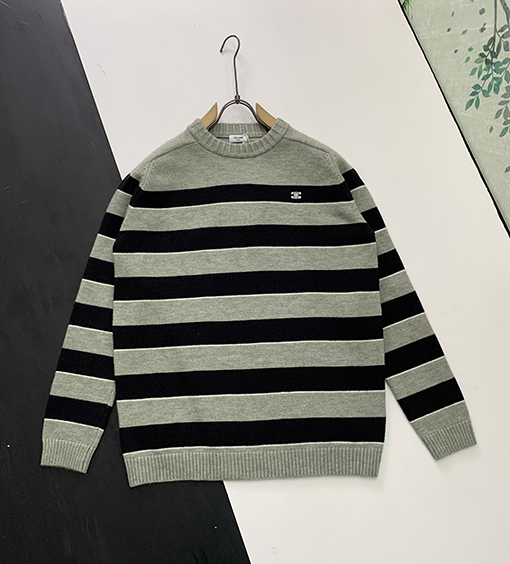 セリーヌ Triompheの刺繍 ウール混紡糸 クルーネックセーター