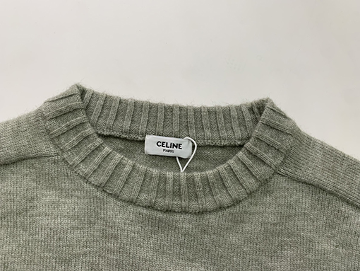 セリーヌ Triompheの刺繍 ウール混紡糸 クルーネックセーター