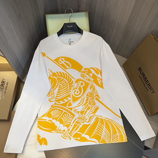 バーバリー コットン プリントコットン長袖Tシャツ