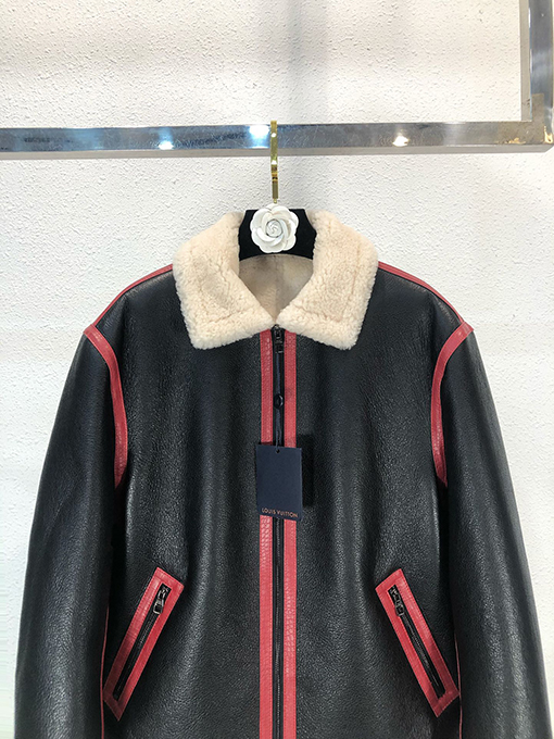 ヴィトン 毛皮一体 本革 コート 防寒服 LV Sound Design and Record Clubサイン