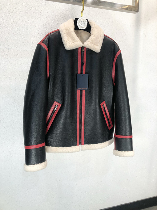 ヴィトン 毛皮一体 本革 コート 防寒服 LV Sound Design and Record Clubサイン