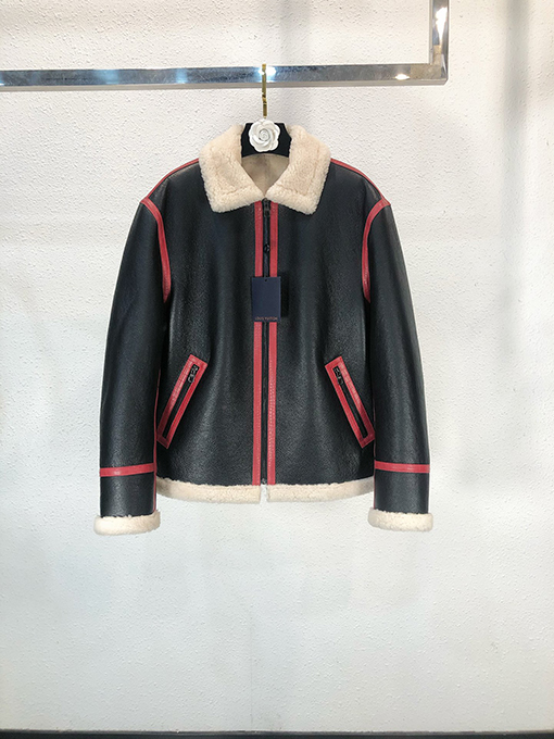 ヴィトン 毛皮一体 本革 コート 防寒服 LV Sound Design and Record Clubサイン
