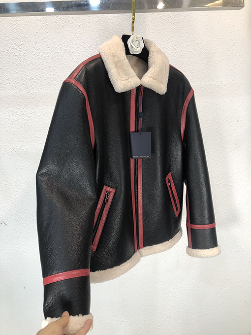 ヴィトン 毛皮一体 本革 コート 防寒服 LV Sound Design and Record Clubサイン