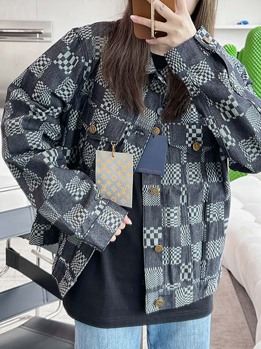 ルイヴィトン フィドンコラボDamier刺繍文字デニムジャケット