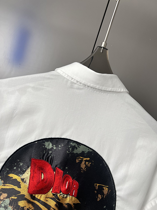 ディオール  白の刺繍柄長袖シャツ