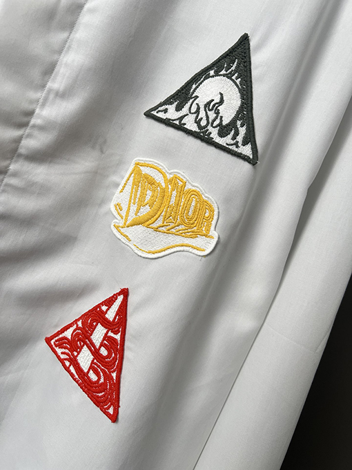 ディオール  白の刺繍柄長袖シャツ
