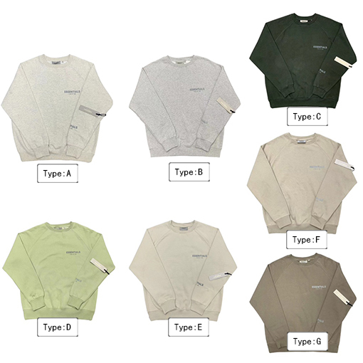 フィアオブゴッド エッセンシャルズ 胸元小さなロゴ3Mロゴ 裏起毛 スウェットTシャツ
