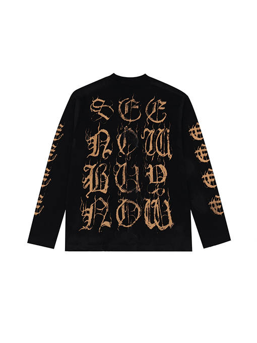 バレンシアガ サンスクリット文字のロングスリーブシャツ   長袖Tシャツ ロンT