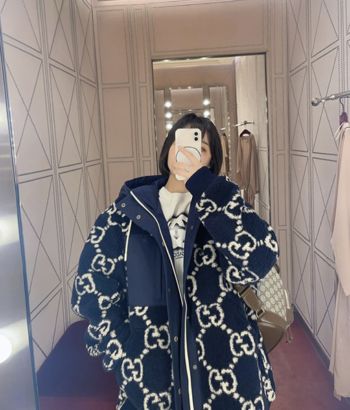 グッチ フード付きプリントぬいぐるみジャケットジャケット