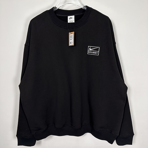 ステューシー x コラボ！ブクル刺繍ロゴ裏起毛スウェット長袖 Tシャツ