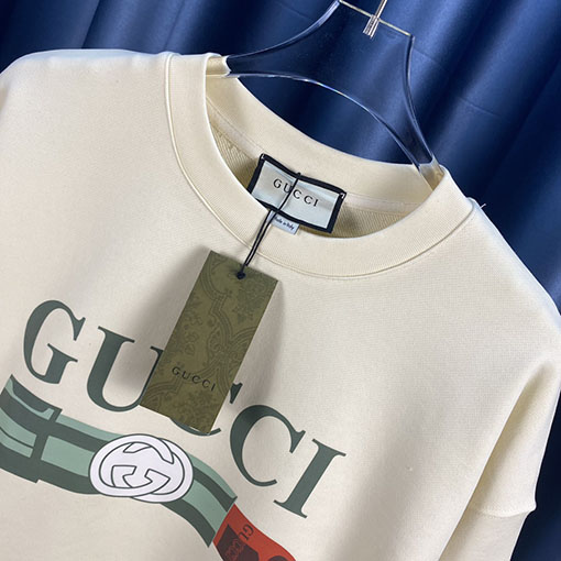 グッチ リップスティック ロゴプリント　スウェットTシャツ  