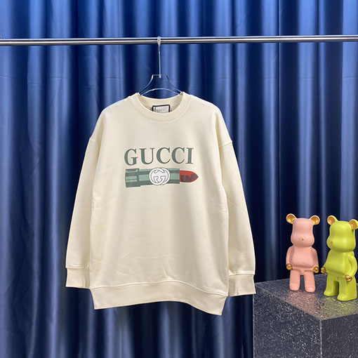 グッチ リップスティック ロゴプリント　スウェットTシャツ  