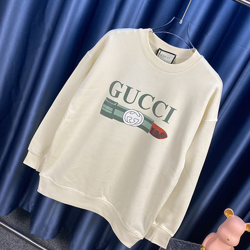 グッチ リップスティック ロゴプリント　スウェットTシャツ  