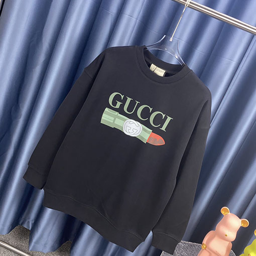 グッチ リップスティック ロゴプリント　スウェットTシャツ  