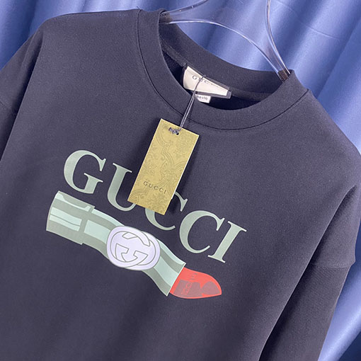 グッチ リップスティック ロゴプリント　スウェットTシャツ  