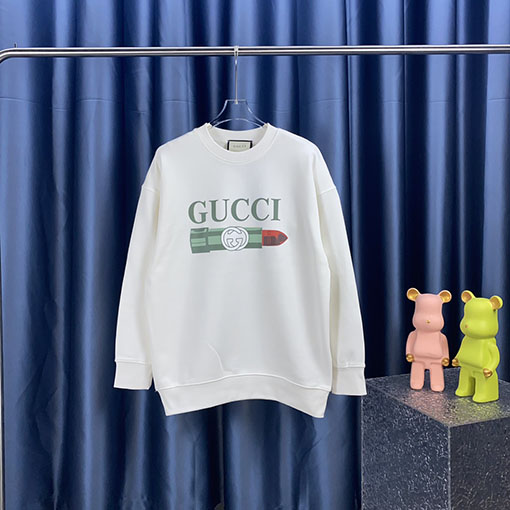 グッチ リップスティック ロゴプリント　スウェットTシャツ  