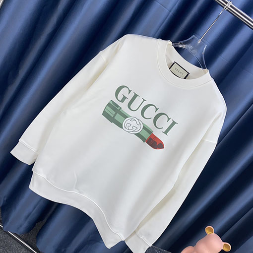 グッチ リップスティック ロゴプリント　スウェットTシャツ  