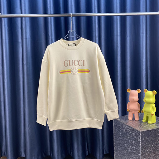 グッチ クラシックベルトレタープリント ラウンドネックスウェット