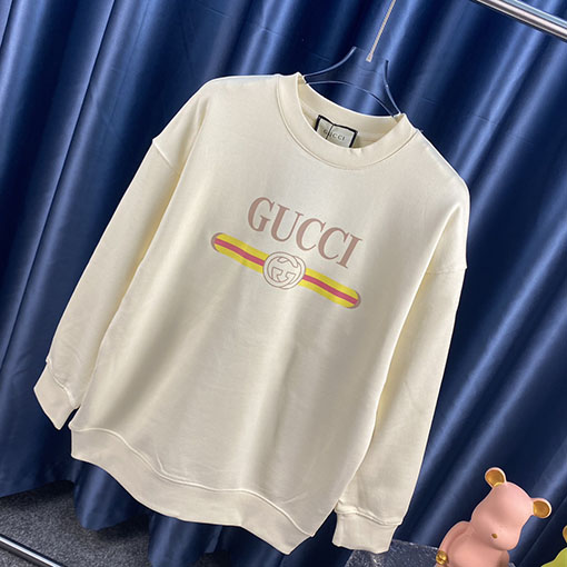 グッチ クラシックベルトレタープリント ラウンドネックスウェット