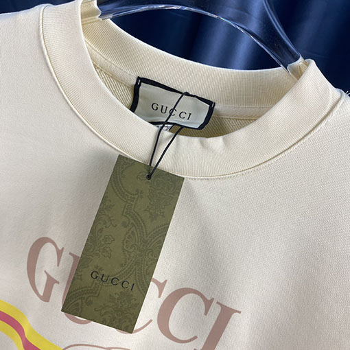 グッチ クラシックベルトレタープリント ラウンドネックスウェット